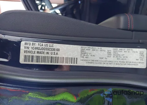 2025 Dodge Durango Gt Awd z USA, uszkodzony, nr VIN 1C4RDJDG5SC536100